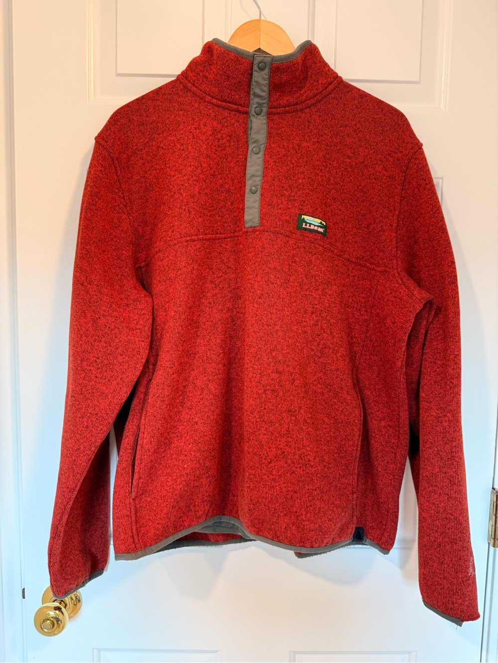 L.L. Bean Men's Red Quarter Snap Fleece Pullover